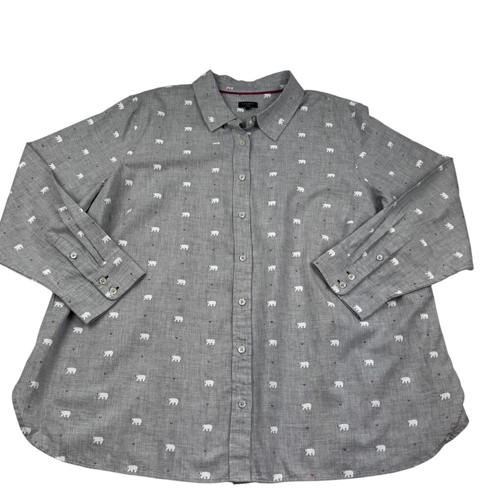 Talbots Cotton Polar Bear Heart Print Cotton Long Sleeve Shirt Women's Size 3X